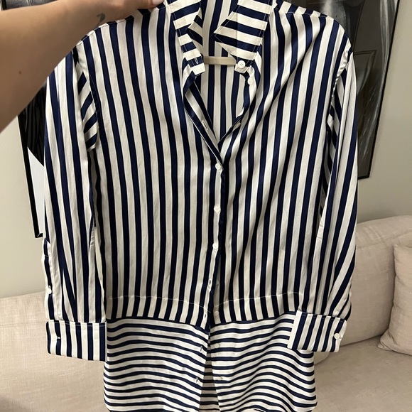 Burberry Silk Striped Button Down Dress/Tunic Length - Picture 4 of 6